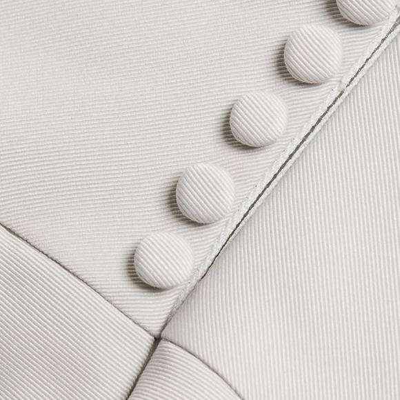 Amsale Faille Deep V-Neck Gray Dress - Picture 2 of 8